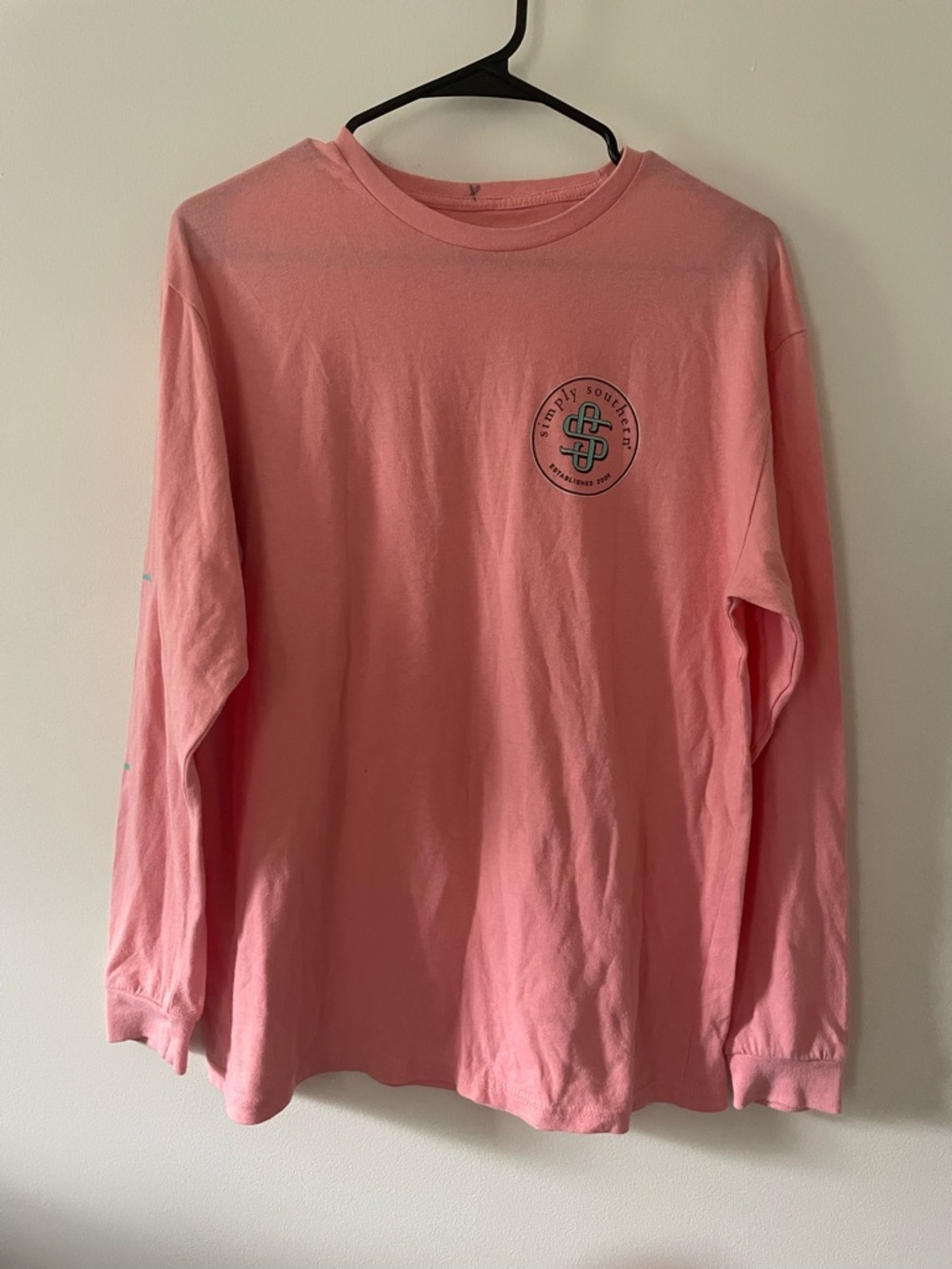 Simply Southern Pink Long Sleeve Tee with back and Chest Logo